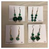 DFT326 Myrna Lee Jade, Crystal, Malachite & Aventurine Earrings New