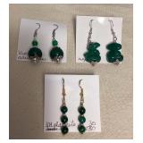DFT327 Myrna Lee Agate, Malachite & Aventurine Earrings New