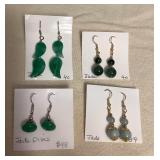 DFT328 Myrna Lee Green Jade Earrings New