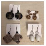 DFT337 Myrna Lee Lucite, Rhodonite, Jasper, White Onyx & Metal Earrings New