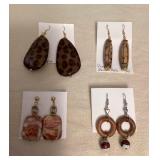 DFT338 Four Pairs Of Brown Toned Earrings By Myrna Lee New