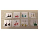 DFT342 Myrna Lee Green Jade, Lucite & Crystal Earrings New