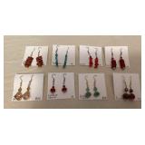 DFT346 Myrna Lee Coral, Turquoise, Tiger’s Eye, Glass & Crystal Earrings New