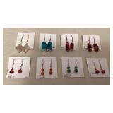 DFT347 Myrna Lee Turquoise, Coral, Mother Of Pearl, Lucite, Glass & Crystal Earrings New