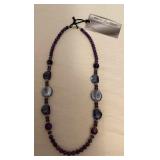 DFT355 Myrna Lee Chang Purple Beaded Necklace New