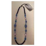 DFT357 Myrna Lee Chang Blue & Pink Beaded Necklace New
