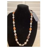 DFT358 Myrna Lee Chang Hand Blown Glass & Crystal Necklace New