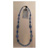 DFT361 Myrna Lee Chang Blue Beaded Necklace New