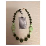 DFT369 Myrna Lee Chang Green Beaded Necklace New