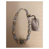 DFT371 Myrna Lee Chang Baby Blue & Silver Beaded Druzy Necklace New