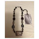 DFT373 Myrna Lee Chang Black & Silver Necklace New