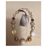 DFT375 Myrna Lee Chang White, Silver & Gold Necklace New