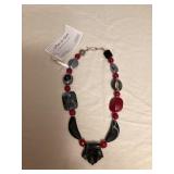 DFT376 Myrna Lee Chang Black & Red Necklace New