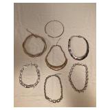 DFT382 Seven Copper, Silver & Gold Toned Necklaces