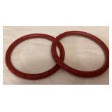 DFT386 Two Carved Red Cinnabar? Bangle Bracelets 