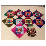 MTT024 Ten Vintage Hawaiian Patchwork Pot Holders