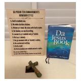 MTT050 Da Jesus Book, Da Pidgin Ten Commandments Hawaiian Style & Raku Cross