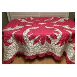 MTT069 Vintage Hawaiian Quilt Looking Satin Finish Bedspread 