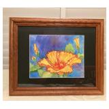 MTT080 Framed Original Watercolor Painting Of Hibiscus Flowers 