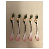 MTT188 Five Alii Porcelain Plumeria Spoons New