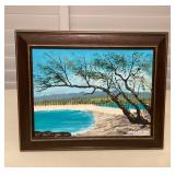 MTT200 Framed Original Painting Of Anae Hoomalu Beach
