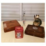 MTT215 Cigar Boxes, Galileo Thermometer, Kangaroo Caddy & Tin