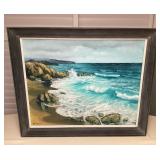 MTT223 Large Framed Original Seascape Painting 