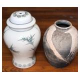 PCT013 - DECORATIVE CERAMIC JAR AND STONE VASE