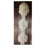 PCT062- Beautiful Large Vintage Capiz Shell Lighted Cascading Chandelier 