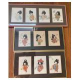 PCT065 - Vintage Japanese Framed Art Prints - Little Girls in Kimono