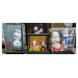 PCT085- Three Vintage Japanese Ceramic Figurines in Display Cases