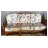 PCT089 - Vintage Rattan Three-Seat Sofa with Cushions