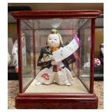 PCT096- Ceramic Japanese Figurine in Glass Display Case