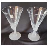 PCT125 - Pair of Sasaki "Wings" Clear Lead Crystal Water Goblets