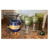 PCT160- Assorted Vintage Bohemian Wine Glass & Glass Vases