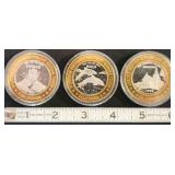 PCT208 - Limited Edition Silver Strike Tokens (3) .999 Fine Silver Each $10 FV