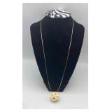 PCT221-Intricately Carved Chinese Puzzle Ball Bone Pendant With 24” 14k Gold Chain