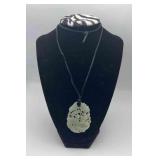 PCT224-Carved Jade Pendant With 26” Silk Necklace