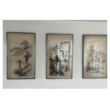MFL028 Set Of Three Framed Asian Brushstroke Paintings 