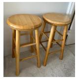 MFL029 Pair Of Wooden Swivel Top Stools