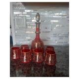 MFL053- Red Bohemian Glass Decanter Set