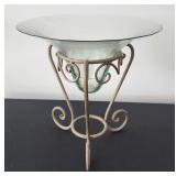 MFL068 - Vintage Tabletop Glass Bowl With Wrought Iron Stand 