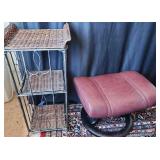 MPS087 - Footstool And Wicker &Wire Shelf