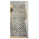MPS090 2’6” X 6’ Blue & Off-White Herringbone Runner Rug