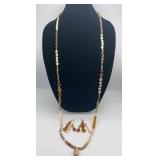 MPS135-Beige Beaded Neckaces And Earrings