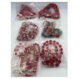MPS138-6 Ea Red Beaded Necklaces And Earrings 