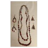 MPS201 Natural Stone Necklace & Matching Earrings New