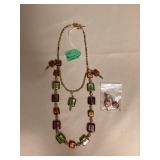 MPS203 African Glass Beaded Necklace & Earrings New 