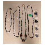 MPS208 Four Natural Stone & Pearl Necklaces & Four Pairs Of Earrings New