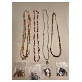 MPS229 Four Handcrafted Beaded Necklaces & Four Pairs Of Earrings New